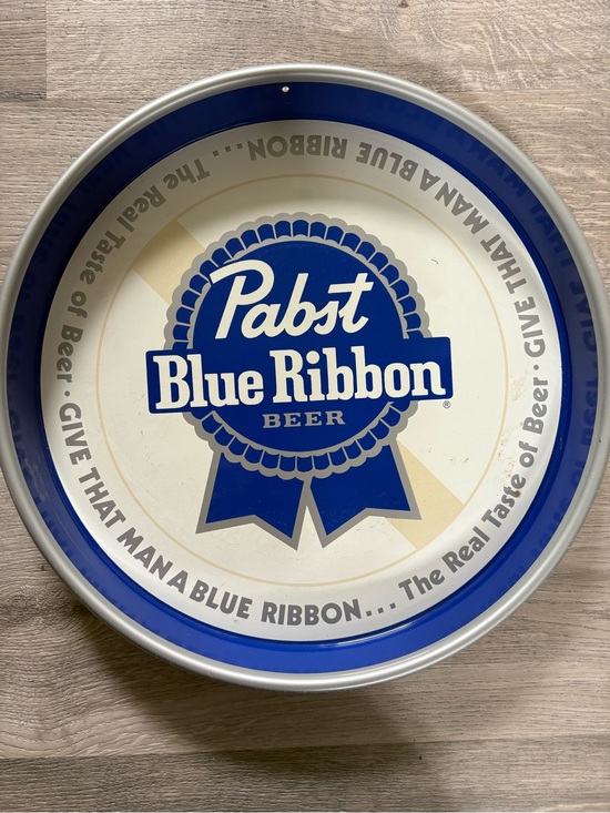 Other - Vintage 1980’s Pabst Blue Ribbon Metal Serving Tray - Blue & White